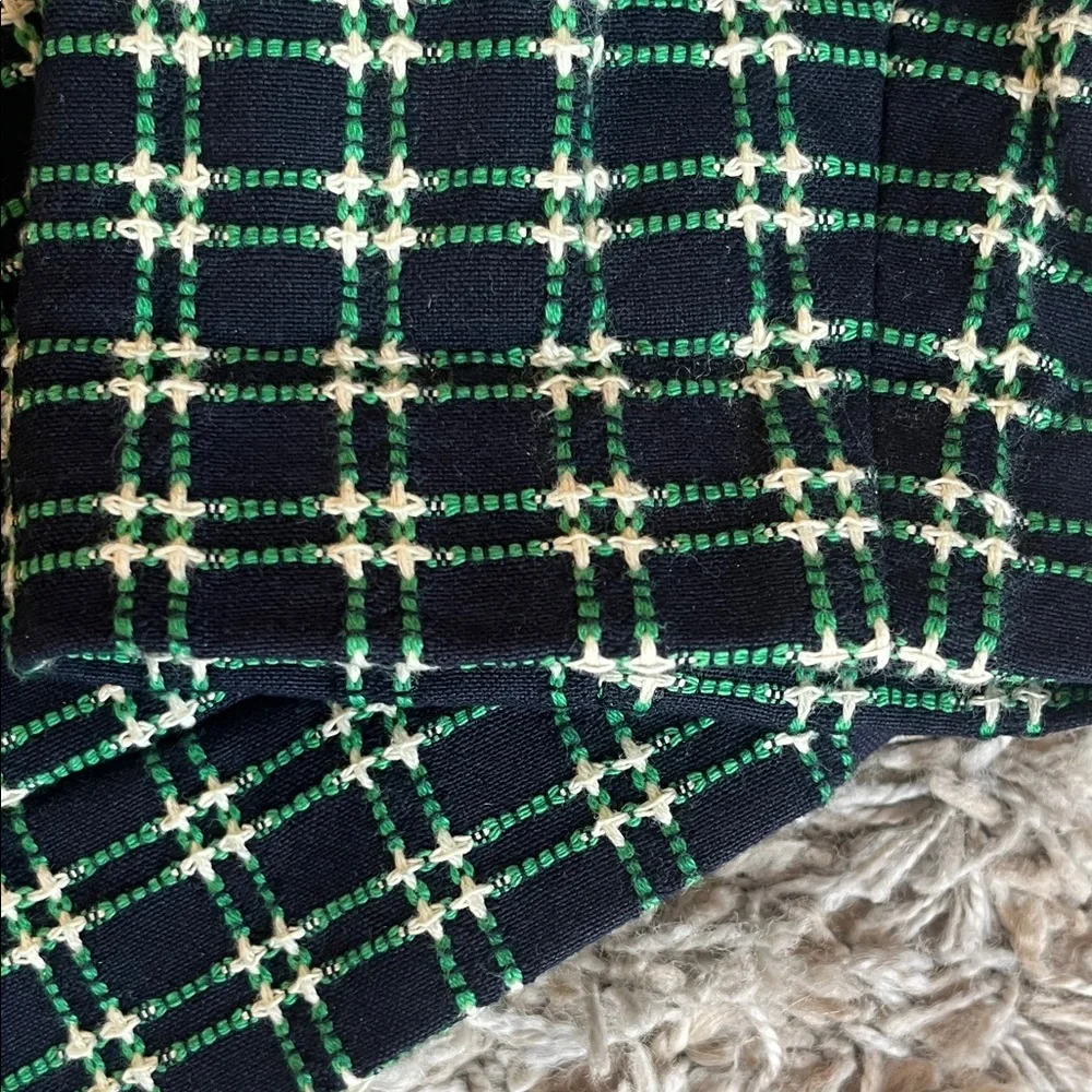 J. Crew Navy, Green & Cream Textured Plaid Blazer - Size 14